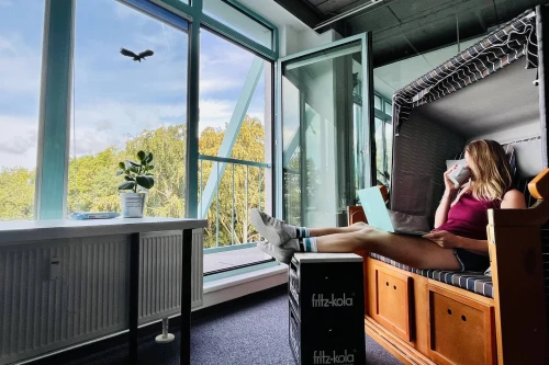 Coworking in a beach chair